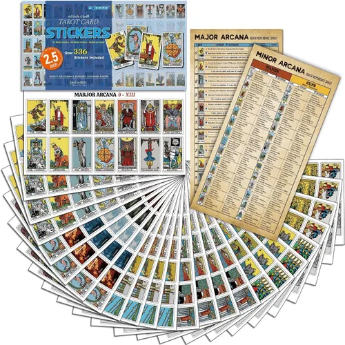 Miniatura 8 de Joyppy Calcomanías de tarot para diario – 336 piezas de mini calcomanías de cartas de tarot para principiantes – 1.25 x 0.78 pulgadas – Calcomanías