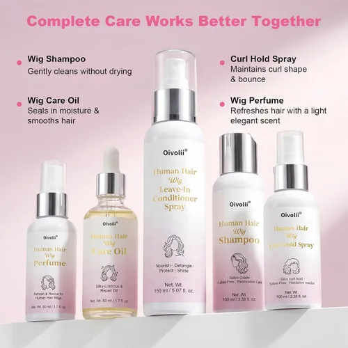 Miniatura 8 de Spray para el cuidado de la peluca de cabello humano, acondicionador sin alcohol con aceite de argán, queratina y proteína de seda, desenredante