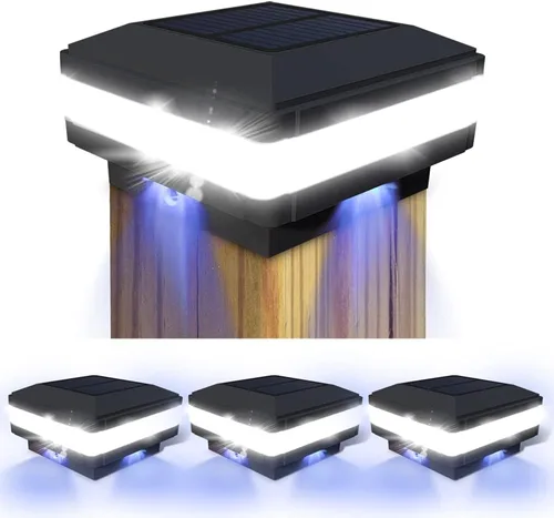 Miniatura 10 de FVTLED Luces solares para exteriores, 52 LED de alto brillo, 6000 K, blanco, IP65, impermeable, para postes de madera de 4 x 4, 5 x 5, 6 x 6