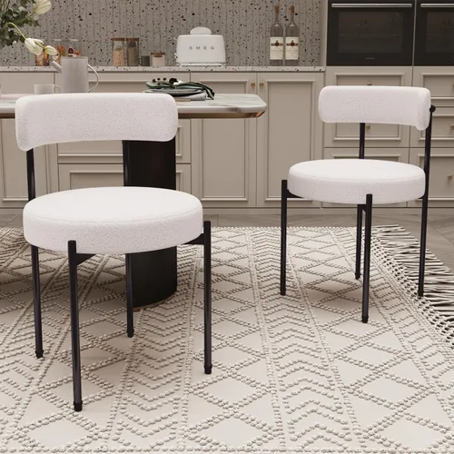 Miniatura 23 de Silla de escritorio sin ruedas, silla decorativa cómoda para sala de estar, comedor, dormitorio, oficina en casa, moderna de mediados de siglo
