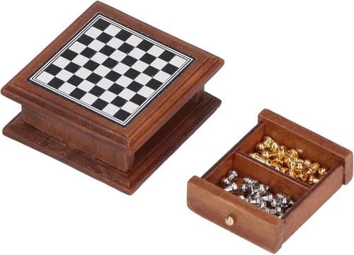 Miniatura 7 de Juego de ajedrez en miniatura, muebles de casa de muñecas de regalo, decoración de mini colección para el hogar