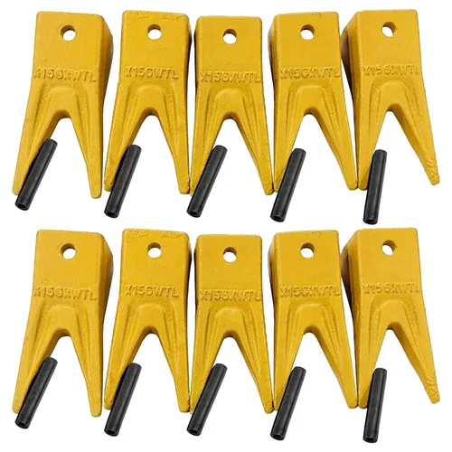 Miniatura 10 de Paquete de 5 dientes de cucharón de retroexcavadora X156S con pasadores para minicargadora y cucharones para minicargadora (5 unidades)