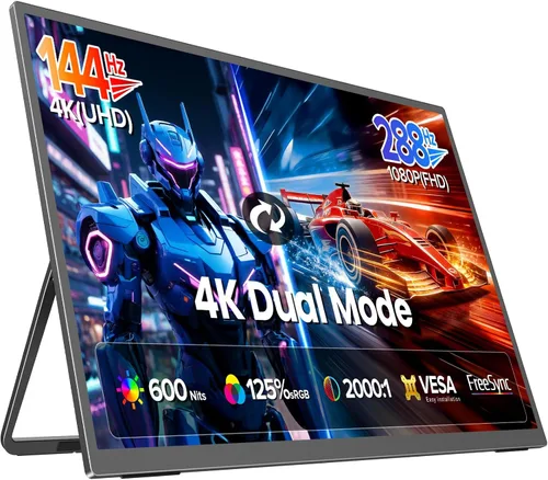 Miniatura 11 de UPERFECT Monitor portátil 4K 120HZ QLED de 17.3 pulgadas Monitor de juegos de 0.1 ms, 500 Nits 3840 * 2160 UHD 100% DCI-P3 USB-C y HDMI
