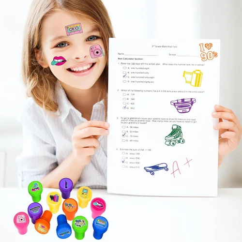Miniatura 5 de 36 recuerdos de fiesta de los años 90 – 24 tatuajes temporales y 12 sellos – Ideal para decoración de tarjetas de cumpleaños con temática retro