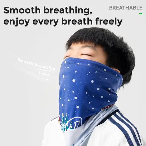 Miniatura 4 de ROCKBROS Calentador de cuello para niños, polaina de cuello de forro polar transpirable, resistente al viento, media máscara para ciclismo, correr