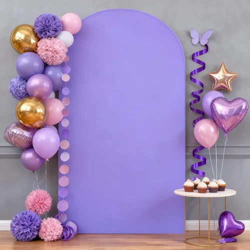 Miniatura 21 de Cubierta de Fondo de Arco Beige de 6 Pies - Cubiertas de Poliéster Ajustadas para Soporte de Arco de Boda con Parte Superior Redonda, Cubierta
