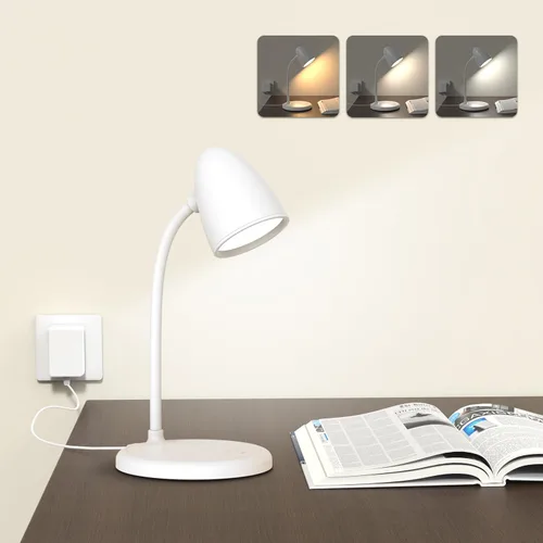 Miniatura 10 de Lámpara LED de escritorio para oficina en casa, 3 colores de luz, lámpara de mesa, luz de lectura regulable para mesita de noche, lámpara