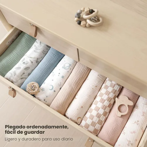 Miniatura 4 de Konssy paquete de 3 mantas de muselina para envolver al bebé unisex, manta de recepción para recién nacidos, tamaño grande 47 x 47 pulgadas, mantas