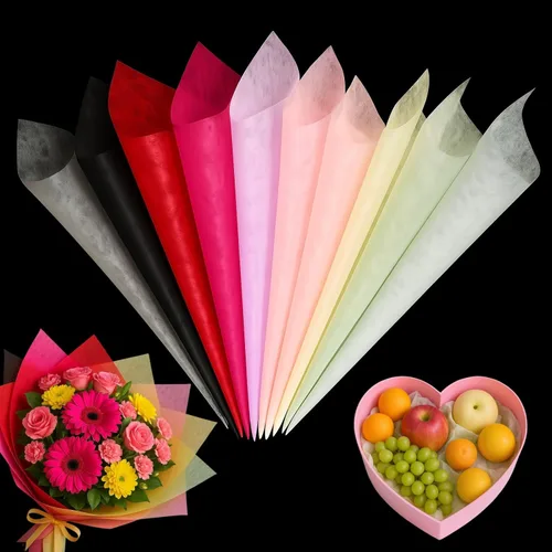 100 hojas de papel de regalo de flores de seda multicolor, 10 colores vibrantes de 11.8 x 11.8 pulgadas, no tejidas, impermeables, para ramo de