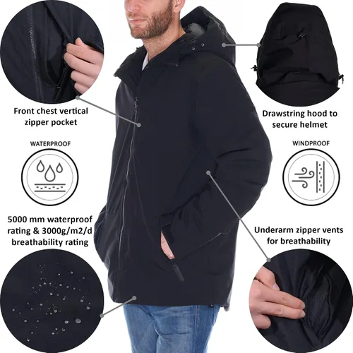 Miniatura 2 de Alpine Swiss Chaqueta de esquí impermeable con capucha para hombre, abrigo de snowboard cálido para invierno