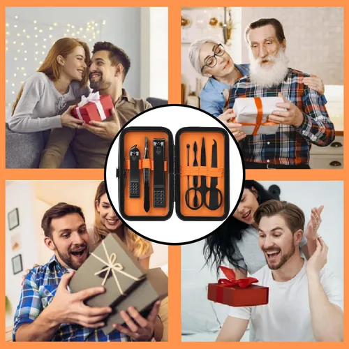Miniatura 7 de Juego de manicura para hombres, cortaúñas, juego de cuidado personal, kits de aseo de uñas, juego de cuidado de uñas para viajes, herramientas