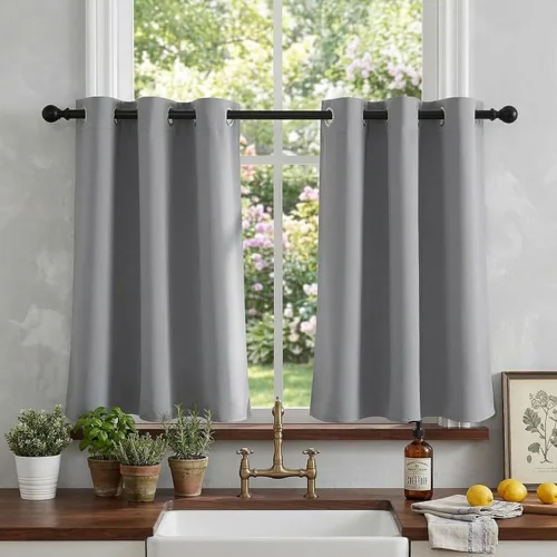 Miniatura 86 de RYB HOME Cortinas opacas de cocina de 36 pulgadas de largo, tratamiento de privacidad para ventanas pequeñas, aislamiento térmico, telón de fondo