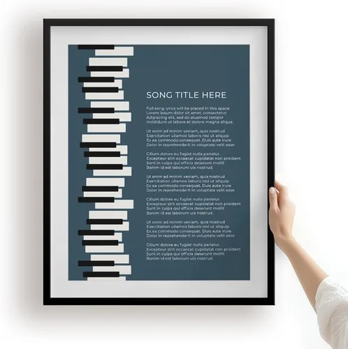 Miniatura 14 de Piano Keys Custom Songs Lyric Wall Art Print, Personalized Music Poster For Gallery Wall (Blue 11x14" Unframed Print)