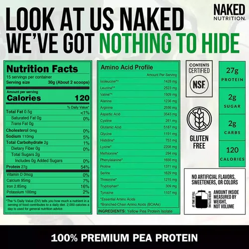 Miniatura 4 de Naked Pea - Proteína Aislada de Guisante - Proteína a Base Vegetal, Vegetariana y Vegana. Fácil de Digerir, Sin OMG, Sin Lactosa, Sin Soja y Sin