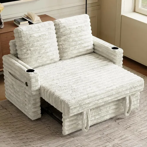 Miniatura 15 de Wrofly Sofá cama convertible 3 en 1, sofá cama extraíble para sala de estar con bolsillos laterales y almohadas extraíbles, respaldo ajustable, sofá