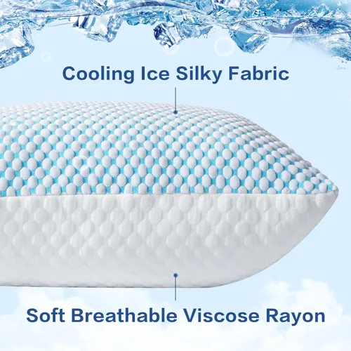 Miniatura 2 de EASELAND Almohadas firmes de espuma viscoelástica triturada con relleno ajustable, juego de 2 fundas de enfriamiento extraíbles para personas que