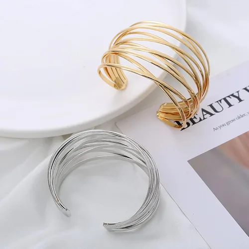 Miniatura 5 de Brazalete de oro para mujer, chapado en oro de 14 quilates, pulsera gruesa de moda para mujer, pulsera de oro rosa para adolescentes, pulsera