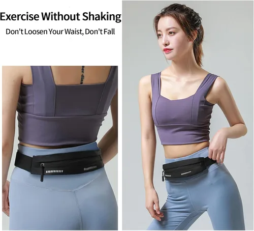 Miniatura 7 de Cangurera delgada para correr para mujeres y hombres, riñonera para corredores, soporte para teléfono, cinturón de cintura para entrenamiento