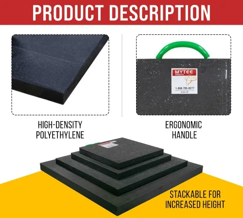 Miniatura 2 de Mytee Products (Paquete de 4) Almohadilla de Estabilizador Mediana 24" x 24" 1.5" Negro para Grúa, Camión de Auxilio, Camión de Remolque