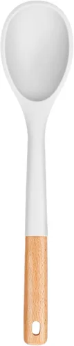 Miniatura 13 de Cucharas de cocina grandes de silicona, cuchara antiadherente con mango de madera maciza, cucharas de cocina de silicona resistentes al calor