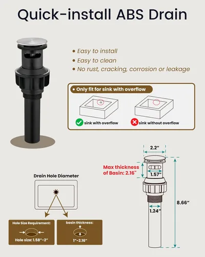 Miniatura 8 de gotonovo Grifo de baño de 3 agujeros de 8 pulgadas, grifo de tocador para fregadero de baño, 2 manijas cruzadas, lavabo de montaje en cubierta