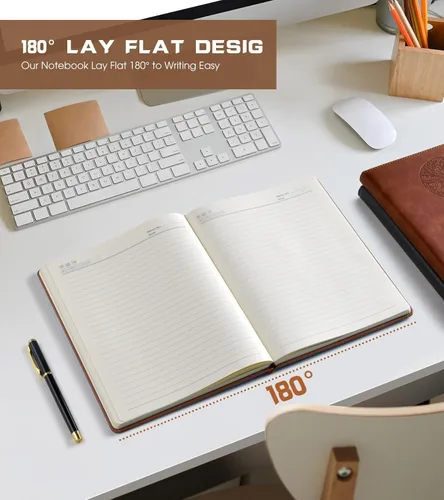 Miniatura 6 de Biuwory Cuaderno diario con líneas para mujeres y hombres, 256 páginas, tamaño A5, de cuero de tapa dura para escribir, viajes, negocios, trabajo
