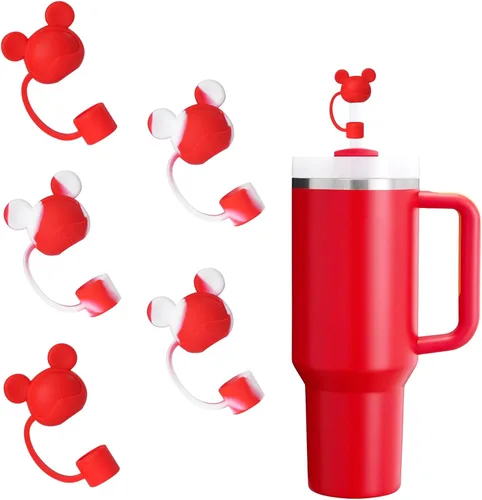 Miniatura 22 de Juego de 4 fundas de popote con diseño de estrella compatibles con vasos Stanley de 30 y 40 onzas, reutilizables, bonitas puntas de popote