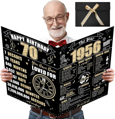 Miniatura 7 de Turypaty Tarjeta de 10 cumpleaños grande con sobre para niños y niñas, libro de firmas de invitados gigante de feliz 10 cumpleaños en negro y oro