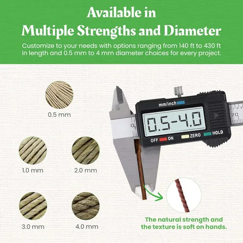 Miniatura 4 de Saver Set A - One Each of Natural 0.5 mm, 1 mm and 2 mm Plus one 1 mm Black - Strong String for DIY Crafts, Gift Wraps, Weddings and Outdoor Use - 4