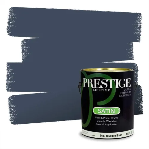 Miniatura 1415 de Pintura Exterior + imprimación PRESTIGE, todo-en-uno, 1 galón, acabado mate, color comparable al Valspar* Royal Gray* VS151-Gris real