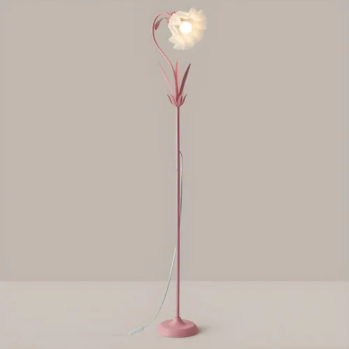 Miniatura 10 de RUNNUP Lámpara de pie moderna, lámpara alta con forma de flor de 1 luz con pantalla acrílica, lámpara alta para sala de estar, dormitorio, Negro