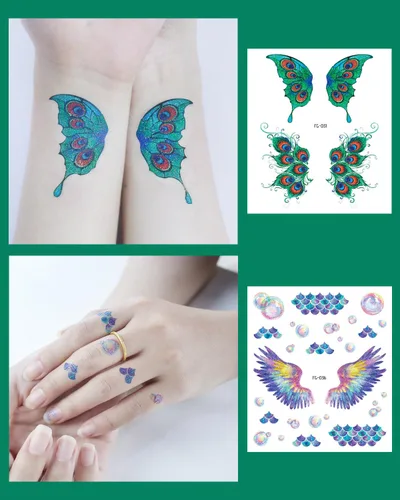 Miniatura 5 de Maquillaje de mariposa con purpurina para mujeres adultas, 12 hojas de mariposas coloridas, alas falsas de hada, calcomanías impermeables