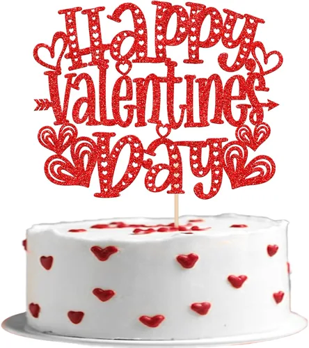 Miniatura 20 de Paquete de 24 adornos para cupcakes con purpurina en forma de corazón con temática de amor dulce, decoración de pasteles para el día de San