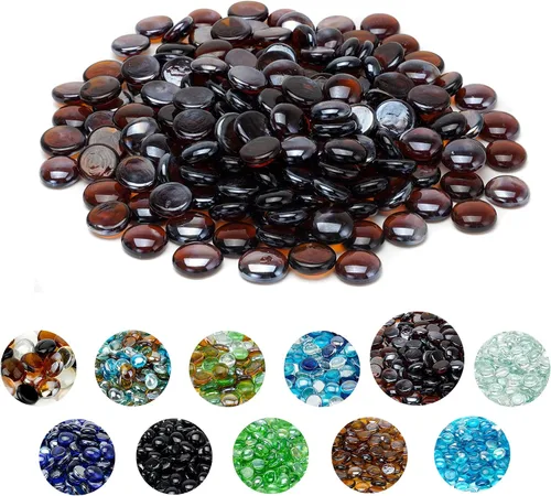 Miniatura 16 de Skyflame - Cuentas de vidrio de fuego mezclado de 10 libras para chimenea, lugar para fogatas y paisajismo, de ½ pulgada de alto brillo, color azul