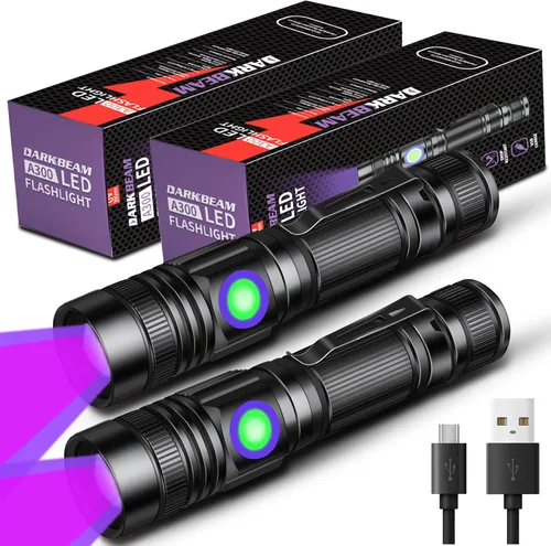 Miniatura 11 de DARKBEAM Linterna UV 365nm Luz negra recargable USB, lámpara de Wood de mano ultravioleta luz negra LED portátil, detector de orina de mascotas