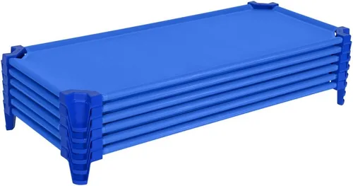 Wood Designs Cunas de guardería apilables para niños, 52 pulgadas, azules, catres para siesta listas para montar para dormir, preescolar, guardería,