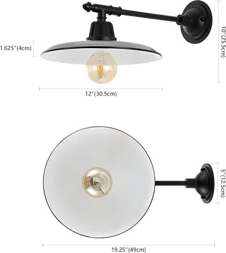 Miniatura 4 de JONATHAN Y Lámpara de pared industrial de 12 pulgadas color gris/negro con 1 luz, lámpara de pared industrial para porche, patio, brazo victoriano