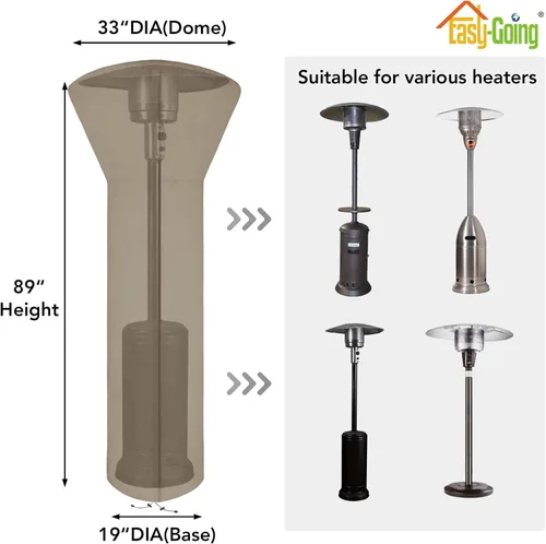 Miniatura 2 de Easy-Going Funda para calentador de patio con cremallera y bolsa de almacenamiento, cubierta impermeable para calentador de exterior, a prueba
