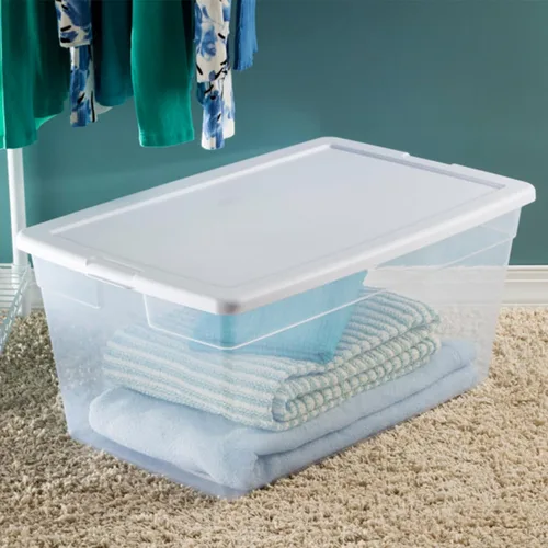 Miniatura 8 de Sterilite Paquete de 8 contenedores apilables con tapa, diseño de plástico transparente, 90 cuartos de galón