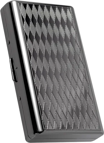 Miniatura 8 de Goshentech Estuche de metal retro con diseño espacial de pastillas, capacidad de 14, plata antigua chapada en metal, doble cara, caja de tarjeta