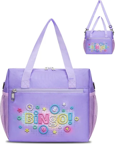 Miniatura 7 de Bolsa de bingo para Daubers Dabbers Dobbers Dotters resistente al agua, bolsa de accesorios de bingo con bolsillos para adultos mayores (negro)