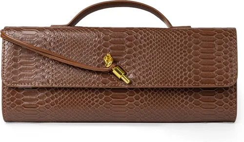 Miniatura 19 de Joryin Bolso tejido para mujer, bolso de mano de noche tejido de cuero y gamuza, bolso cruzado de gamuza, bolso formal de noche