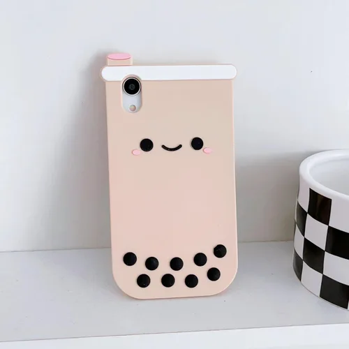Miniatura 6 de Funda de silicona suave con diseño de té Boba 3D para iPhone X/iPhone Xs de 5.8 pulgadas, diseño de dibujos animados de personajes kawaii, cara