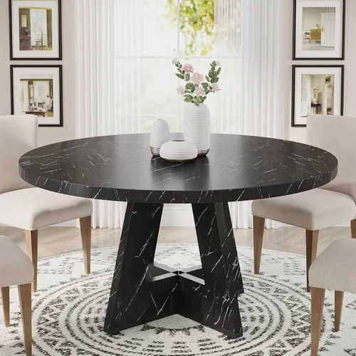 Miniatura 16 de Tribesigns Mesa de Comedor Redonda de 47 Pulgadas Mesa de Cocina de Madera para Comedor, Mesas de Dinner Room de 47" para 4-6, Muebles de Acento