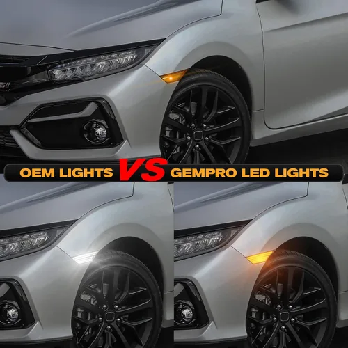 Miniatura 2 de Gempro Switchback - Luces LED laterales de repuesto secuenciales para Honda Civic 2016-2021, color blanco y ámbar dinámico para parachoques Lente