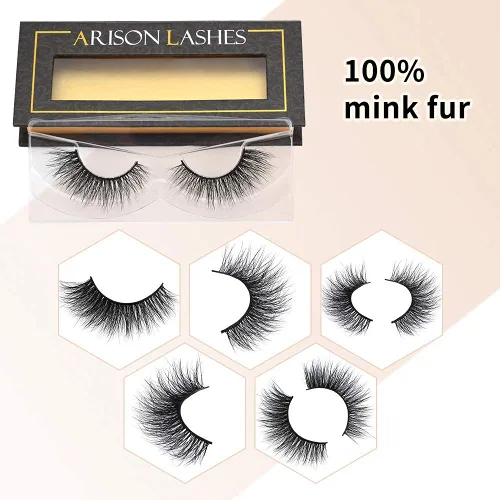 Miniatura 3 de Pestañas de visón Arison, pestañas de visón 3D, pestañas postizas, aspecto natural, largas y suaves y esponjosas, tiras reutilizables hechas a mano