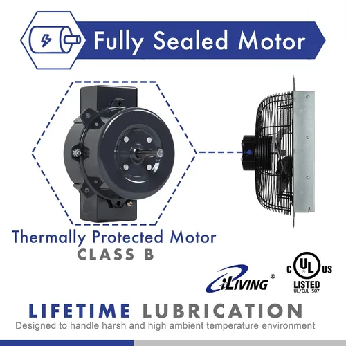 Miniatura 5 de iLiving Ventilador de escape de obturador de 10 pulgadas con termostato inalámbrico inteligente controlado a distancia y humedad, ventilador