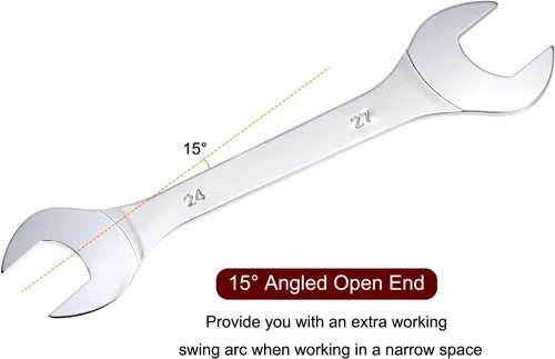 Miniatura 3 de uxcell Llave fina de extremo abierto, 0.945 in x 1.063 in, espejo métrico, acero cromado de alto carbono, para mantenimiento doméstico