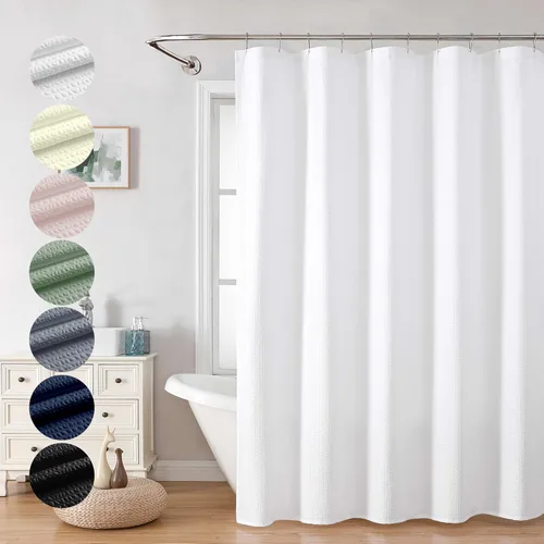 Miniatura 10 de OVZME Berry - Cortina de ducha extralarga verde de 96 pulgadas, cortina de baño de tela con textura en relieve 3D, cortina de baño grande para Verde