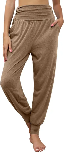Miniatura 2 de Locoowai Paquete de 2 pantalones deportivos de yoga para mujer, cómodos pantalones deportivos con bolsillos, casuales, holgados, cómodos, de cintura
